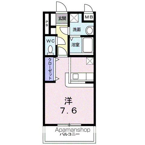 インター久留米SUR(1K/1階)の間取り写真