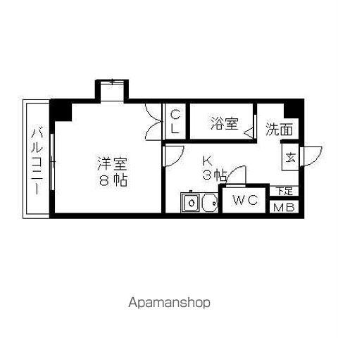 セントラル ウイング(1K/2階)の間取り写真