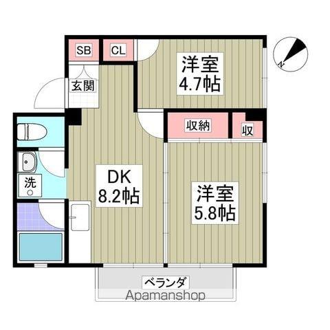 羽根木ファミリーマンション(2DK/3階)の間取り写真