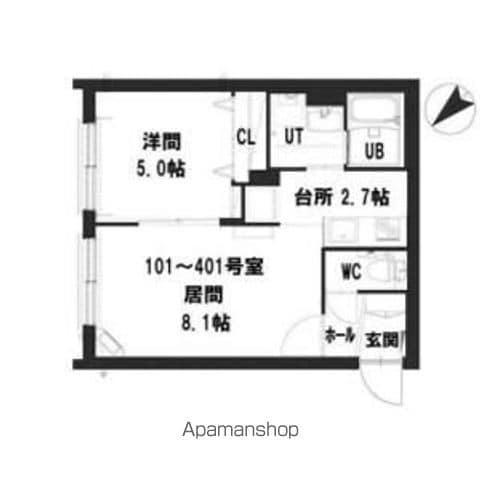 グランメール 南郷13駅前(1LDK/3階)の間取り写真