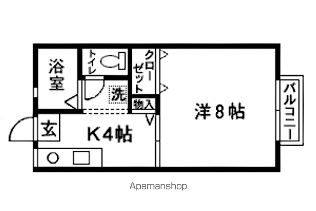 ベルメゾン向山(1K/2階)の間取り写真