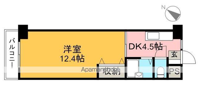 とさでん交通後免線 舟戸駅 徒歩6分 11階建 築34年(1DK/8階)の間取り写真