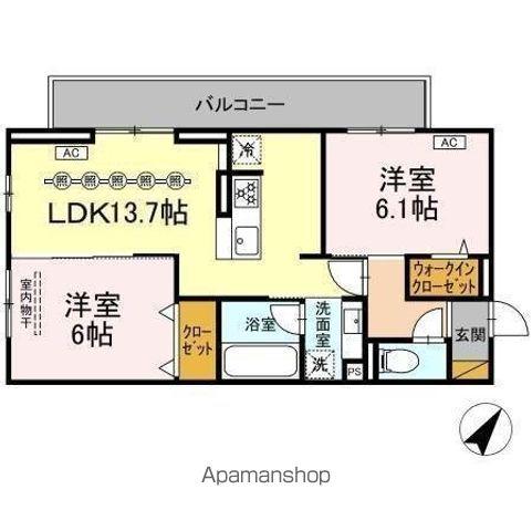 リベラル(2LDK/3階)の間取り写真