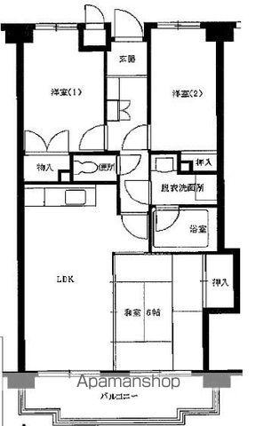 ロイヤルシティ四番館(3LDK/2階)の間取り写真