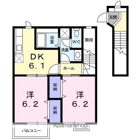 ハイ・フィールド(2DK/2階)の間取り写真