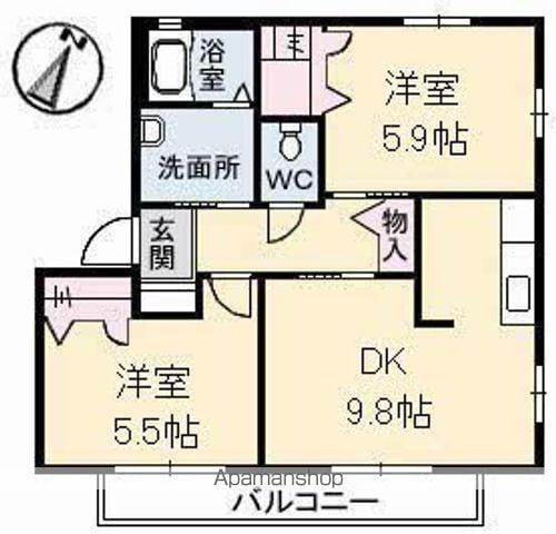 シャーメゾンK 弐番館(2DK/1階)の間取り写真