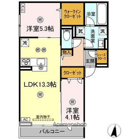 DーRESIDENCE南蔵王町1丁目W(2LDK/2階)の間取り写真