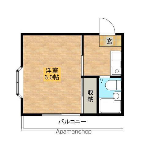 マイハウスⅠ・Ⅱ(1K/2階)の間取り写真