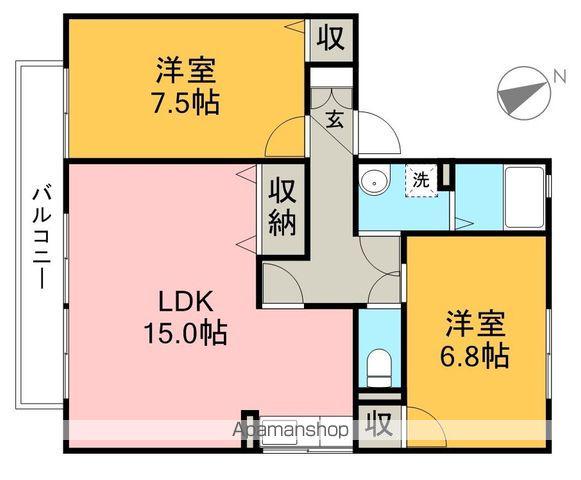 メゾン・テルシャトーD棟(2LDK/2階)の間取り写真