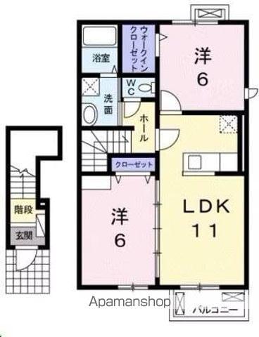 ミルフロールⅣA(2LDK/2階)の間取り写真