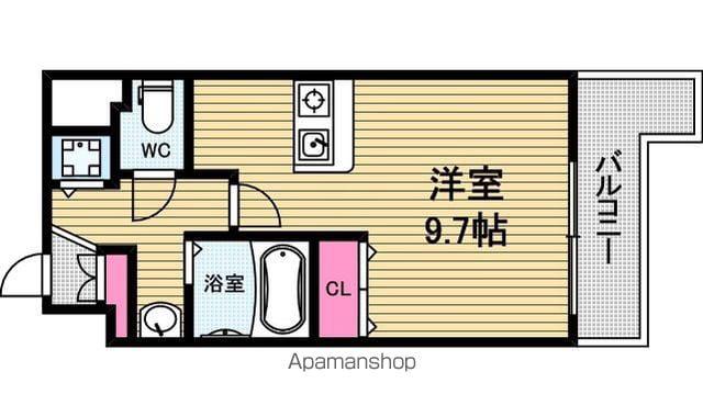 プレサンス大手前パークサイド2(1K/4階)の間取り写真