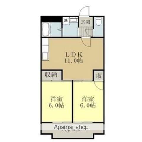 レヂデンス社台(2LDK/2階)の間取り写真