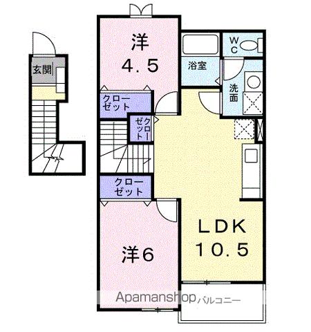 パルシティーⅡ(2LDK/2階)の間取り写真