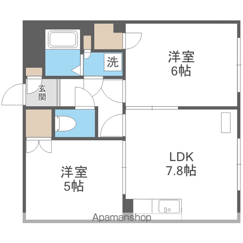 ハシモトロイヤル山の手(2LDK/3階)の間取り写真