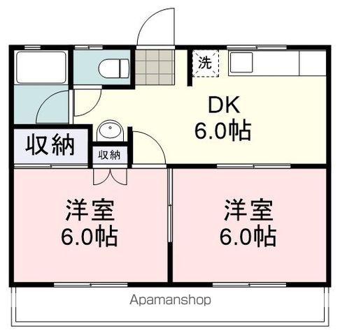 クローバーハイツ(2DK/2階)の間取り写真
