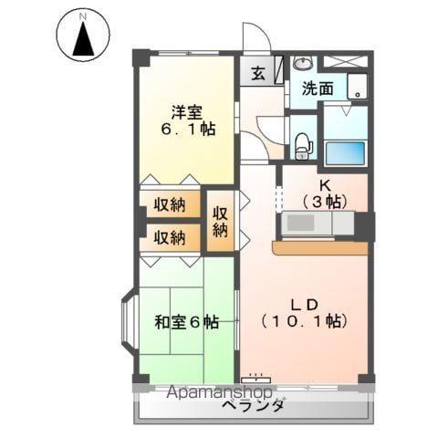 カーサ・リヴェール21(2LDK/3階)の間取り写真