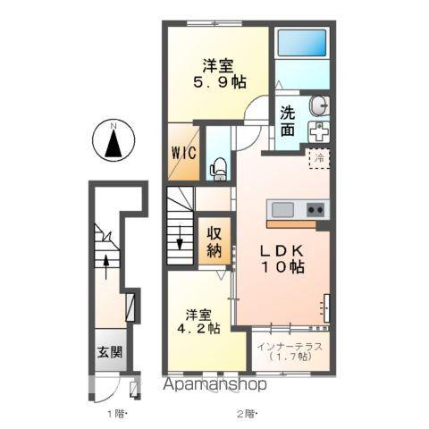 取手市上高井648アパート(2LDK/2階)の間取り写真
