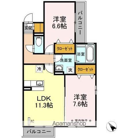 ベルコモンズ森合(2LDK/3階)の間取り写真