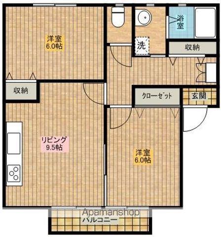 日豊本線 宮崎神宮駅 徒歩20分 2階建 築24年(2LDK/1階)の間取り写真