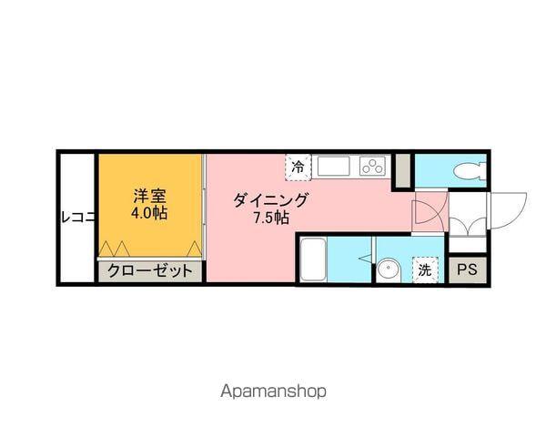 リデアル中津(1DK/2階)の間取り写真
