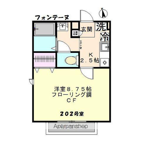 フォンテーヌ(1K/2階)の間取り写真
