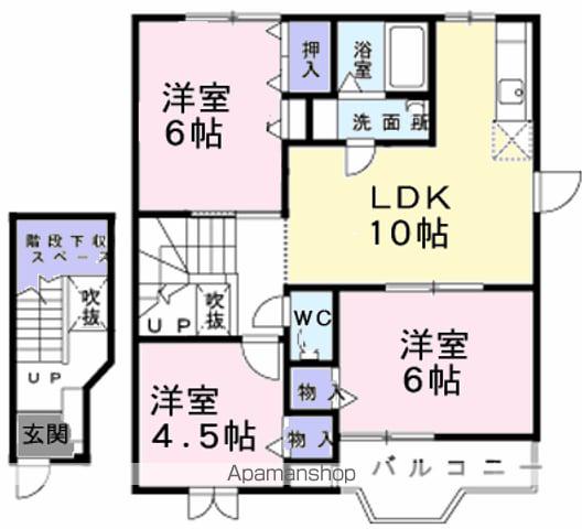 ウエスト・ロードA(3LDK/2階)の間取り写真