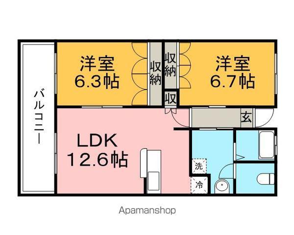 長浜ヒルズ(2LDK/2階)の間取り写真