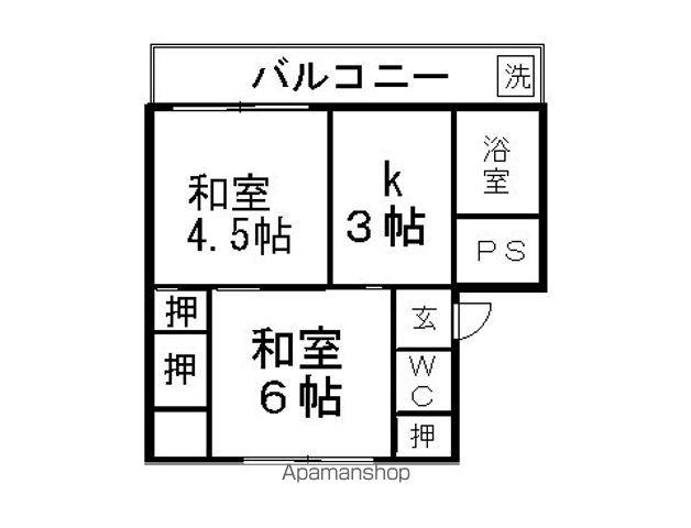 鶴見台第一ビル(2K/4階)の間取り写真
