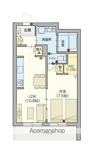 シニア限定ヘーベルVILLAGE西国分寺キルシュブリューテ(1LDK/2階)の間取り写真