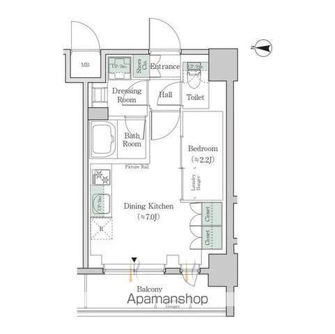 ワンルーフレジデンス錦糸町(1DK/5階)の間取り写真