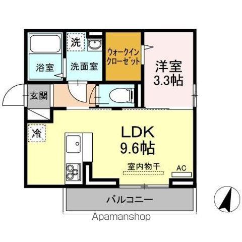 ビバル上近江(1LDK/3階)の間取り写真