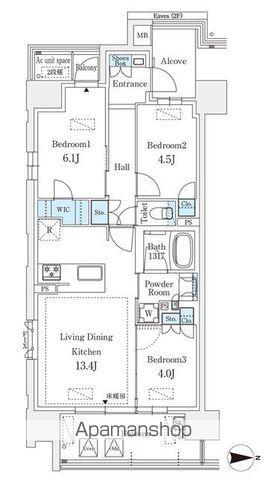 GRANPASEO丸の内(3LDK/3階)の間取り写真