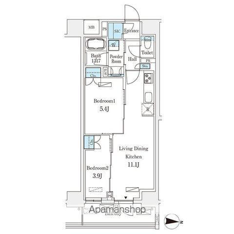 フロンティアレジデンス錦糸公園(2LDK/4階)の間取り写真