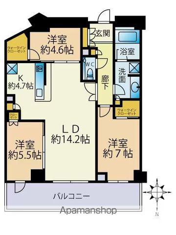 ザ・パークハウス福岡タワーズイースト(3LDK/24階)の間取り写真