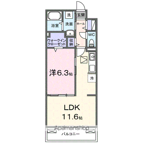 アウラティエ(1LDK/1階)の間取り写真