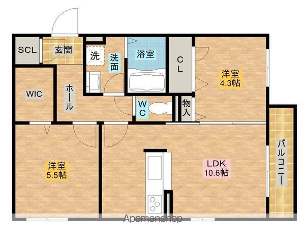 シャーメゾンKOKOMO(2LDK/2階)の間取り写真