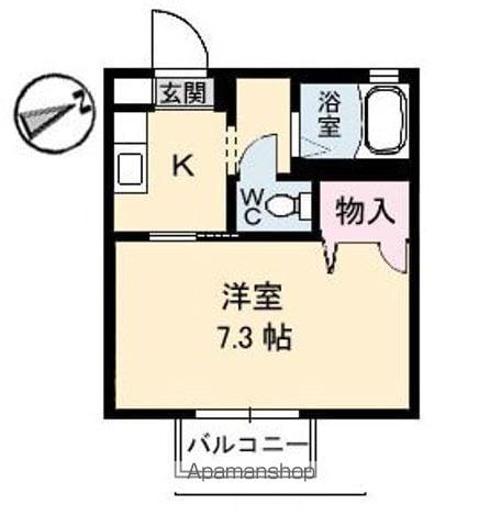 ヴィラージュ(1K/1階)の間取り写真