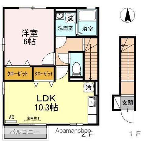 コーポセゾンB B棟(1LDK/2階)の間取り写真