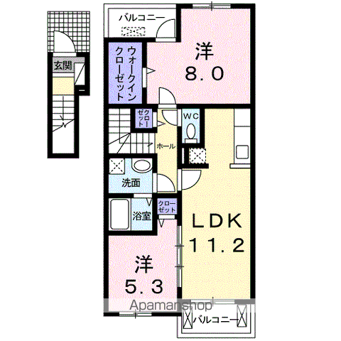 ピュアストリームB(2LDK/2階)の間取り写真