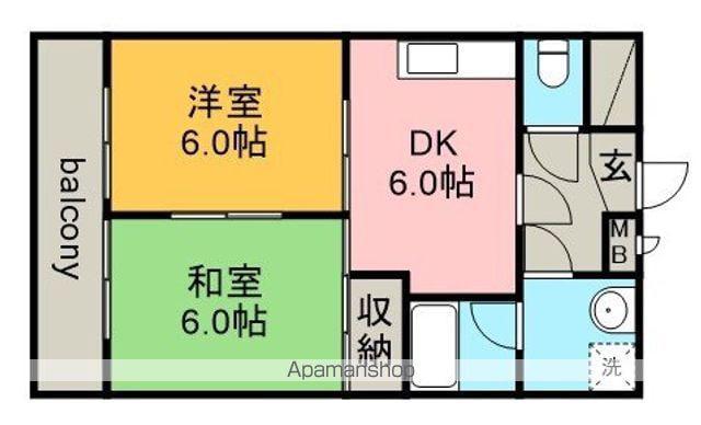エルグランデアジヨシ(2DK/4階)の間取り写真