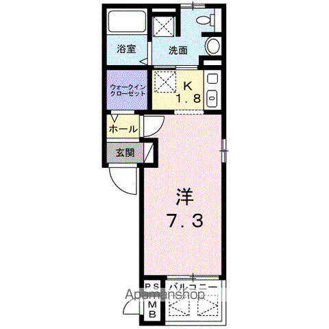 広島電鉄宮島線 楽々園駅 徒歩12分 3階建 築12年(1K/2階)の間取り写真
