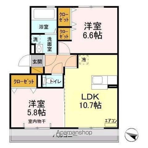 ボヌールおおたかの森Ⅰ(2LDK/3階)の間取り写真