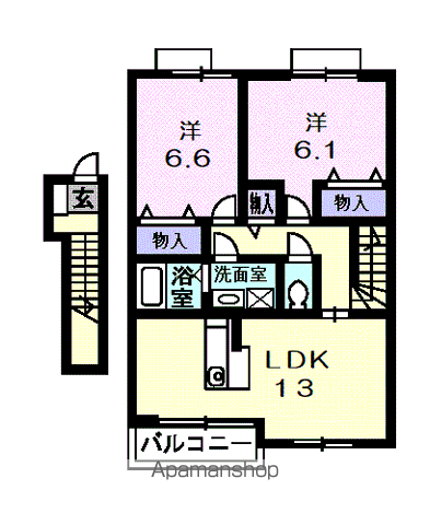フルール・ド・スリジエ(2LDK/2階)の間取り写真