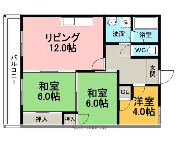 コーポ社領(3LDK/4階)の間取り写真