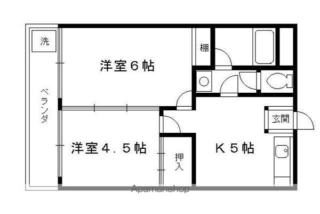 梅津和新ハイツ(2DK/3階)の間取り写真