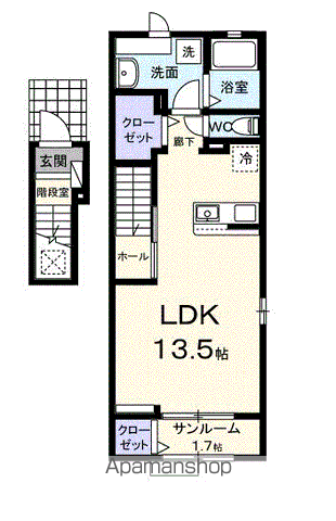 デスパシオK(ワンルーム/2階)の間取り写真