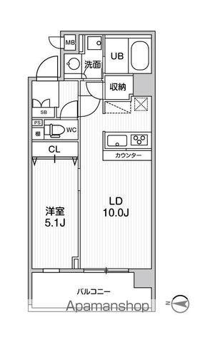 ALTERNA菊川Ⅱ(1LDK/5階)の間取り写真