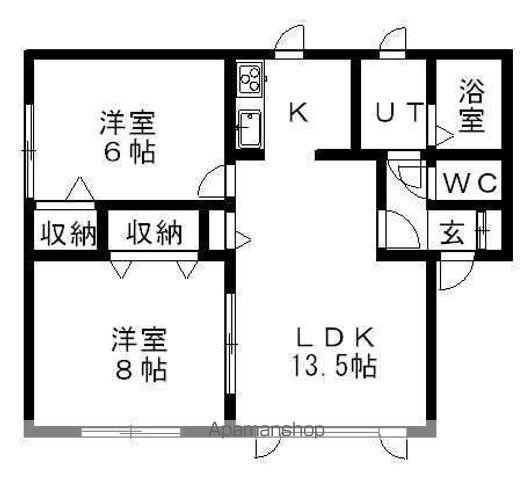 スプレンデスⅠ(2LDK/1階)の間取り写真