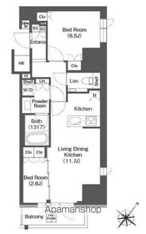 レフィールオーブ代々木(2LDK/8階)の間取り写真