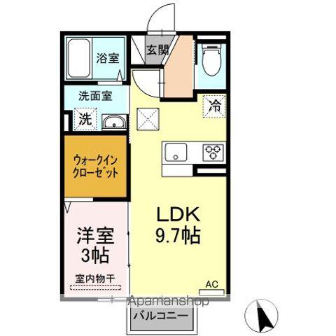 ロイジェントパークス富久山 C(1LDK/1階)の間取り写真